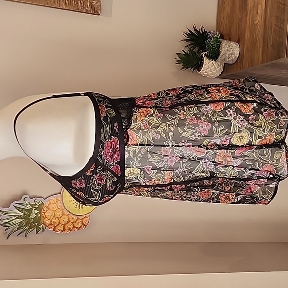 Torrid - Mesh Regency Punk Babydoll in Sketch Garden Floral Rich Black​​​ - Picture 4 of 16